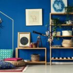 Two complementary interior colour combinations displayed under natural and artificial lighting
